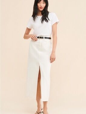 Levi's White Midi Skirt with Front Slit
